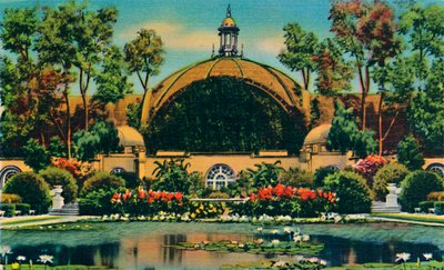 Botanická budova a laguna. San Diego, Kalifornie, c1941 od Unbekannt