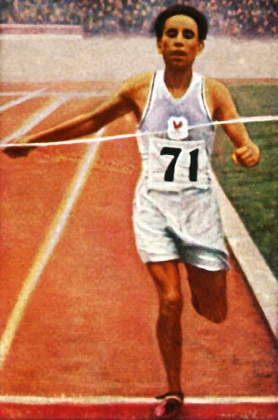 Boughera El Ouafi vyhrál maraton pro Francii, 1928. od Unbekannt