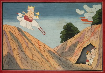 Brahma skrývá pastevce a telata v jeskyni, stránka z Bhagavata Purana, c. 1760-1765. od Unbekannt