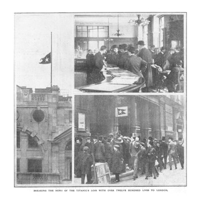 Breaking the News of the Titanics Loss with Over dvanáct set lifes to London, 20 April 1912. od Unbekannt