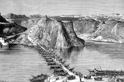 Most lodí přes Indus v Khushalgarh, Pákistán, 1895 od Unbekannt