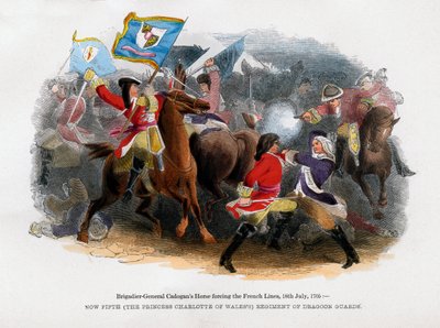 Brigádní generál Cadogans Horse nutící francouzskou linii, 18. července 1705 od Unbekannt