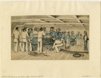 Britští námořní střelci na dělové palubě, c. 1850 od Unbekannt