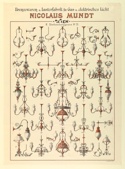 Bok, reklama na plynová osvětlovací tělesa, ca. 1895 od Unbekannt