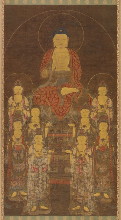 Buddha Amitabha Amita a osm velkých bódhisattvů, pozdní období Goryeo, polovina-konec 14. stol. od Unbekannt
