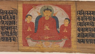 Buddha se zdviženýma rukama v Dharmacakra Mudra..., ca. 1090. od Unbekannt