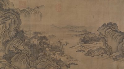 Buddhistické chrámy uprostřed podzimních hor, 14. století. od Unbekannt