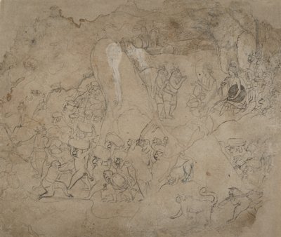 Stavba mostu na Lanku, ca. 1800. od Unbekannt