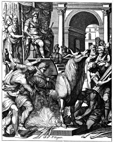 Bull of Phalaris, tyran z Agrigentum, Sicílie, c570 př.nl 16. století od Unbekannt