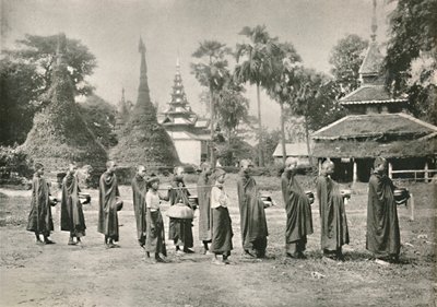 Barmští Phoongyies sbírající almužny, 1900. od Unbekannt