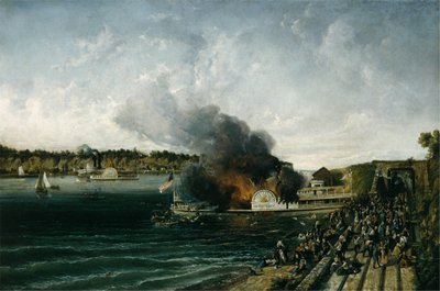 Spálení Sidewheeler Henry Clay, ca. 1854-60. od Unbekannt