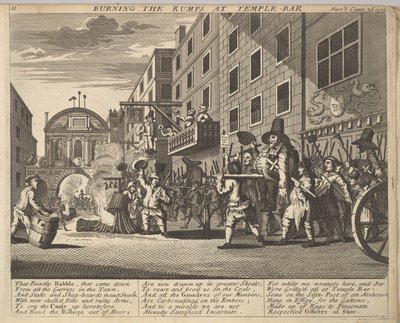 Burning the Rumps at Temple Bar Plate 11: Illustrations to Samuel Butlers Hudibras, 1725-30. od Unbekannt