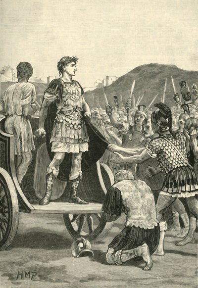 Caesar promlouvá k nespokojeným legiím v Campus Martius, 1890. od Unbekannt