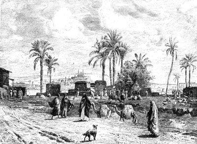 Káhira při pohledu na levý břeh Nilu, 1881 od Unbekannt