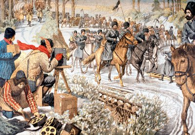 Kameraman z natáčení ruských vojáků v Mandžusku pro raný týdeník, rusko-japonská válka, 1904 od Unbekannt