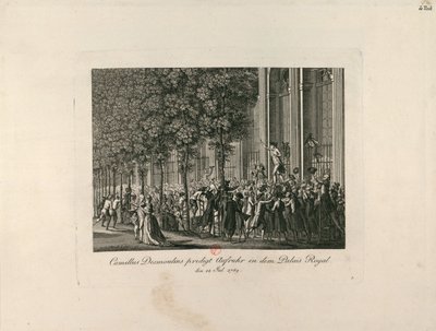 Camille Desmoulins v Palais Royal Gardens, c. 1797-1800. od Unbekannt