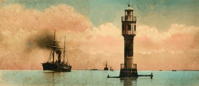 Suezský kanál. Hořká jezera - Severní maják, c1918-c1939. od Unbekannt