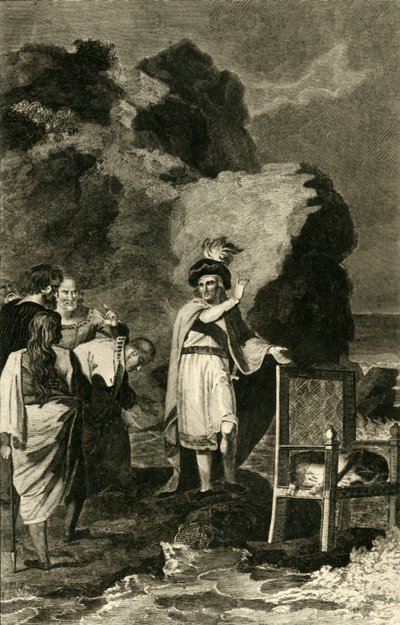 Canute kárající jeho dvořany, 18.-19. století. od Unbekannt