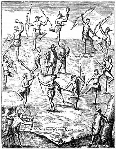 Kapitán John Smith zajat indiány, Virgina, 1607 c1880 od Unbekannt