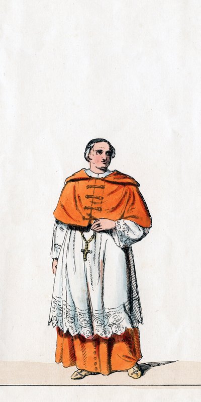 Kardinál Wolsey, návrh kostýmů pro Shakespearovu hru, Jindřich VIII., 19. stol. od Unbekannt