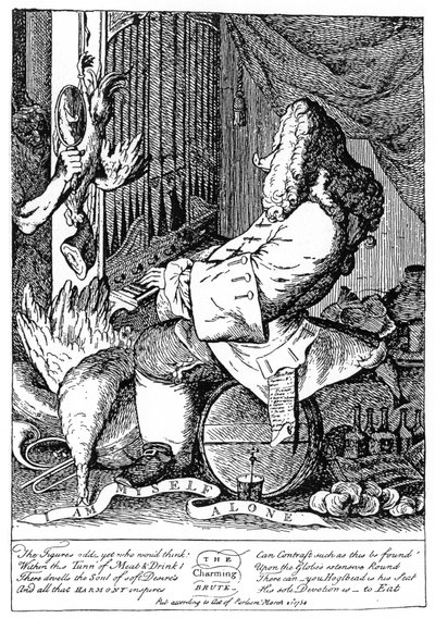 Karikatura George Frideric Händel 1685-1759, 1754 od Unbekannt
