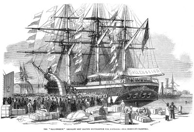 Caroline Chisholm promlouvá k davu z emigrantské lodi Ballengeich, 1852 od Unbekannt