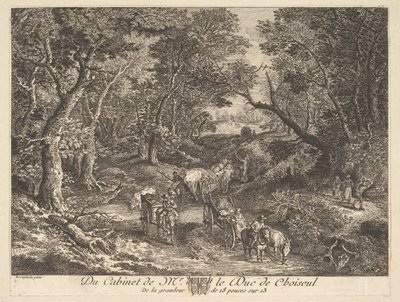 Vozíky na cestě lesem podle malby ve sbírce vévody de Choiseul, 1771. od Unbekannt