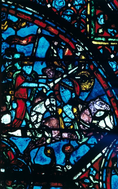 Karel Veliký bojuje se Saracény, barevné sklo, katedrála v Chartres, Francie, c1225 od Unbekannt
