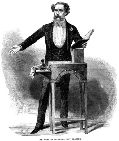 Charles Dickens 1812-70 při svém posledním veřejném čtení v St James