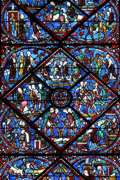 Katedrála v Chartres: okno z barevného skla Chartres Francie od Unbekannt