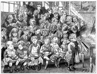 Děti čekající na polévku v době večeře, London Board School, Denmark Terrace, Islington, 1889 od Unbekannt