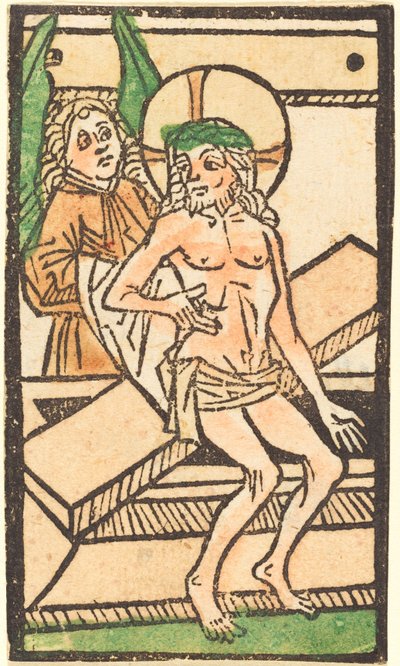 Kristus sedí na hrobě s jedním andělem, c. 14701480. od Unbekannt