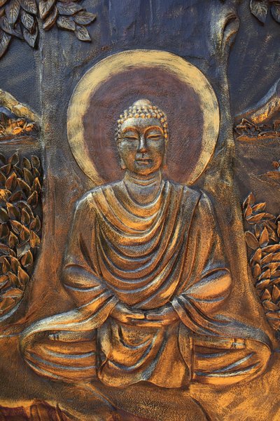 Chua Thien Lam Go buddhistická pagoda. Buddha Šákjamuni sedí v meditační pozici. Thay Ninh. Vietnam od Unbekannt