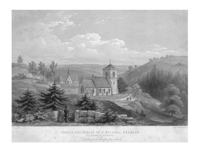 Kostel a škola svatého Michaela, Bussage, c1800. od Unbekannt