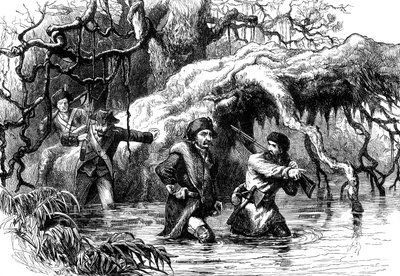 Clark a jeho vojáci překračující Wabash, c1778-1779 c1880 od Unbekannt