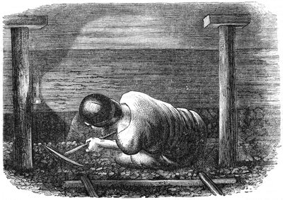 Uhelný horník pracující v úzké sloji, c1864. od Unbekannt