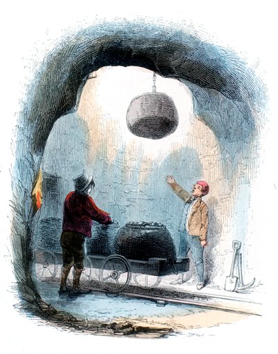 Těžba uhlí: odeslání košů zátok uhlí na povrch dolu, 1852 od Unbekannt