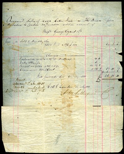 Potvrzení o prodeji kokosu, Barbados do Londýna, 1881 od Unbekannt