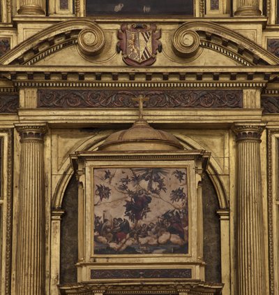 Kolegiátní kostel. Interiér. Hlavní oltář. Detail. Centrum. Malování. Olej na achátu. 1624. od Unbekannt
