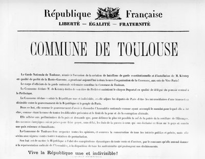 Commune de Toulouse, z francouzských politických plakátů Pařížské komuny od Unbekannt