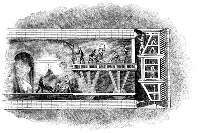 Výstavba tunelu Temže, Londýn, 1825-1843 od Unbekannt