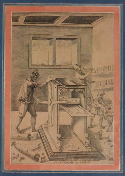 Copper Plate Printers at Work, Folio z Davis Album, Írán, datováno A.H. 1199A.D. 1784-85. od Unbekannt