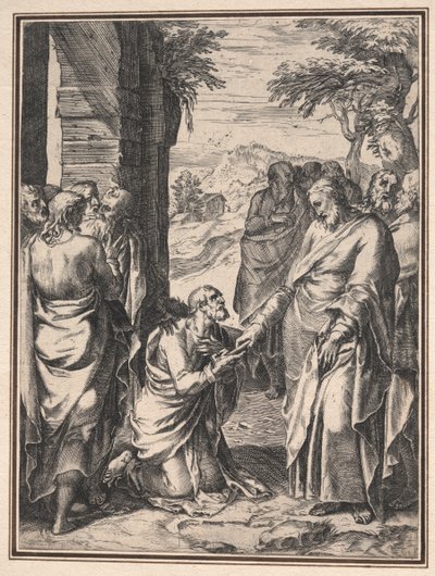 Kopie Cornelis Cort: Kristus dává klíč od církve svatému Petrovi, c. 1567. od Unbekannt