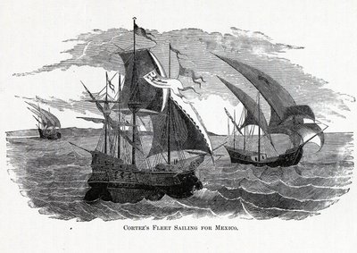 Cortezs Fleet Sailing for Mexico, 1882 od Unbekannt