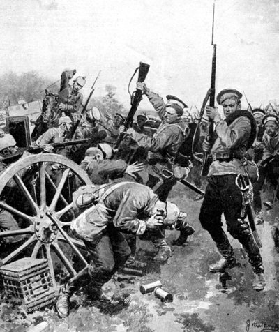 Útok kozáků na německé jednotky, východní Prusko, první světová válka, 1914 od Unbekannt