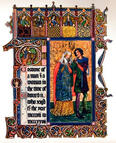 Kostým muže a ženy v době Edwarda II., 1909 od Unbekannt