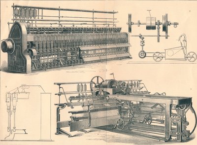 Předení bavlny, c19. století od Unbekannt