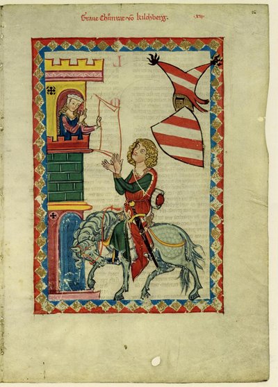 Hrabě Konrad von Kirchberg z kodexu Manesse, mezi 1305 a 1340 od Unbekannt