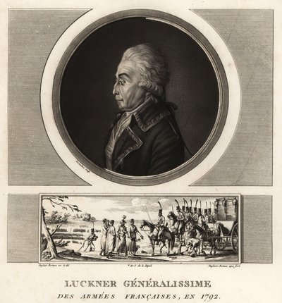 Hrabě Nicolas Luckner, francouzský revoluční generál, Generalissime des Armees Francaises, popraven v roce 1794 od Unbekannt