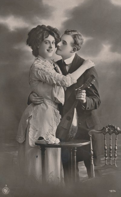 Pár s mandolínou, c1910 od Unbekannt